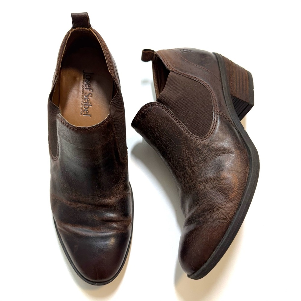 Josef Seibel Daphne 17 Dark Brown Leather Ankle Boots Comfort Chelsea Bootie 6.5